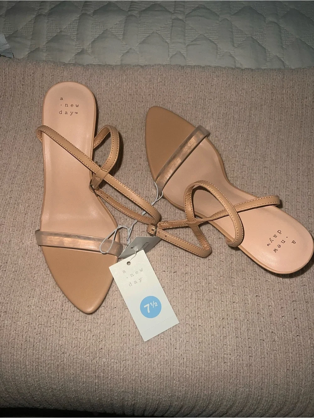 a new day Tan Strappy Mid-Heel Sandals